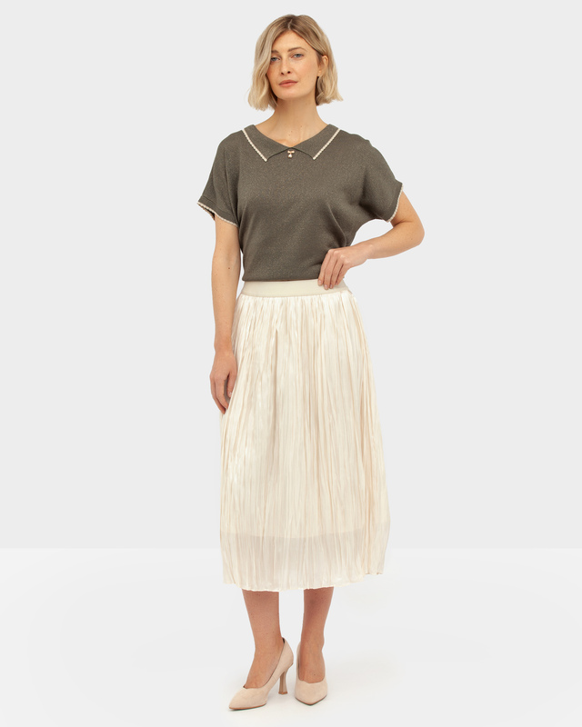 Плиссированная миди-юбка с эластичным поясом