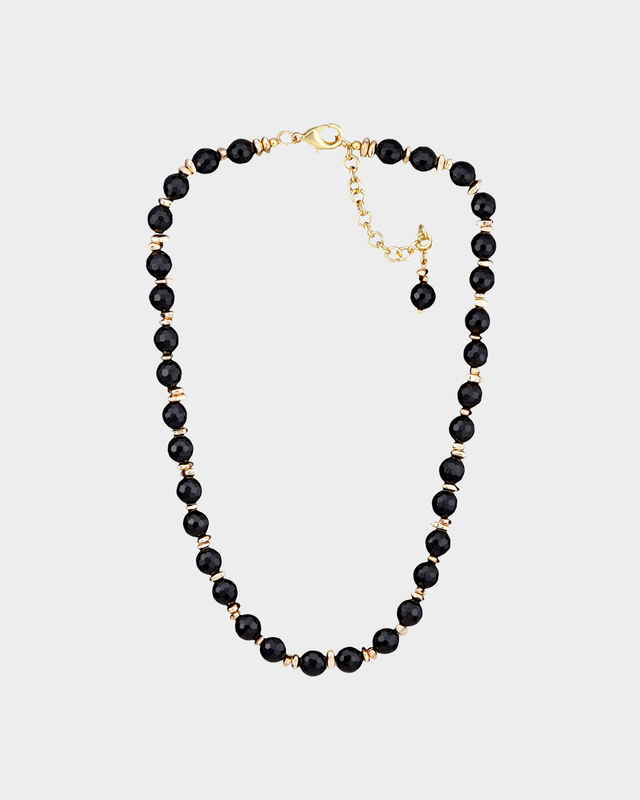 Колье из граненого агата и гематита