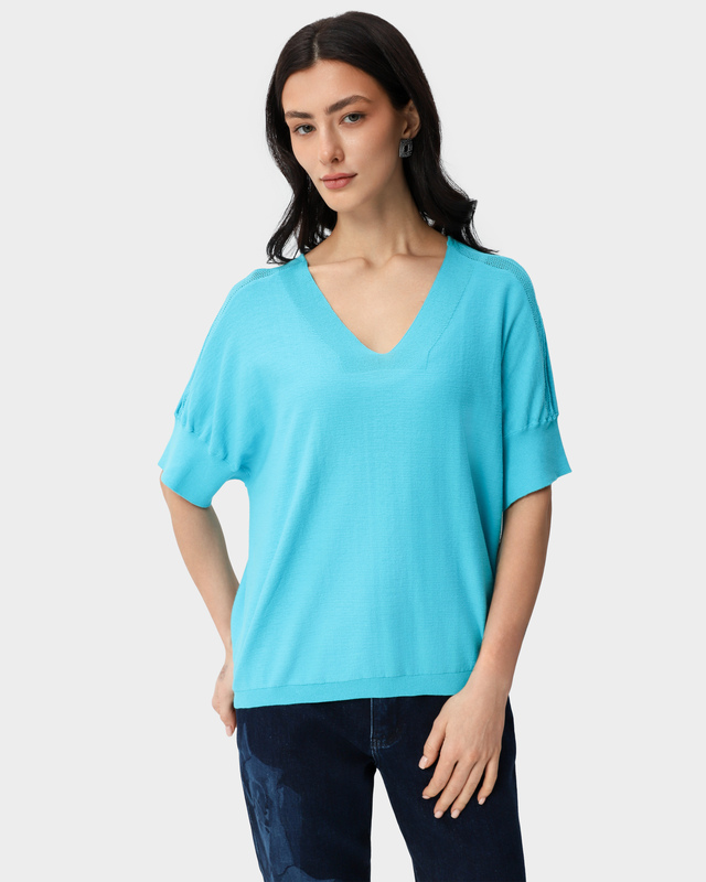 Хлопковый пуловер с короткими рукавами