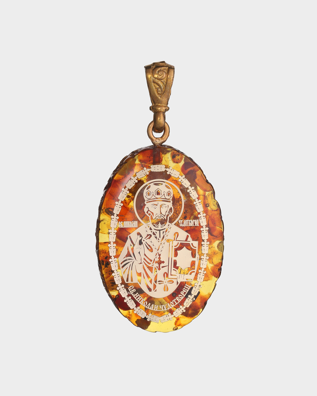 Кулон &laquo;Николай Чудотворец&raquo; из натурального янтаря