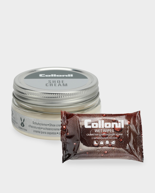 Набор для ухода за обувью: салфетки для гладкой кожи и крем