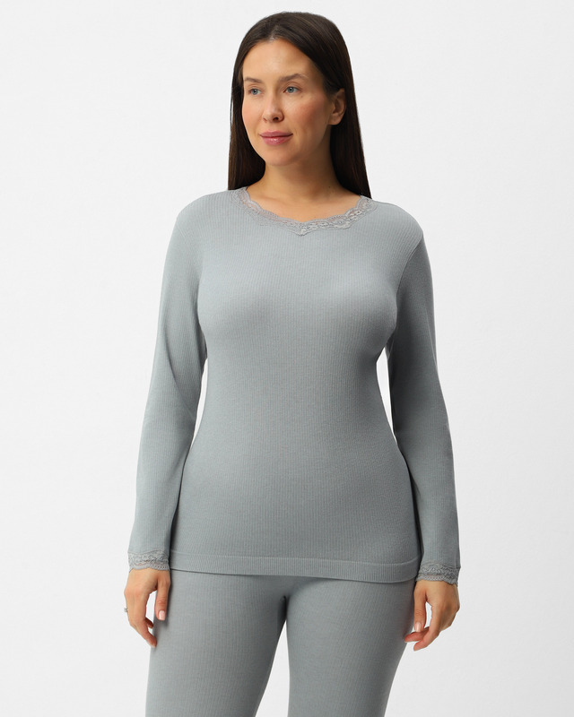 Термолонгслив из эластичного трикотажа в рубчик