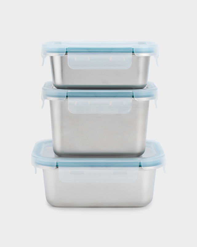 Набор из 3 контейнеров из нержавеющей стали с крышками