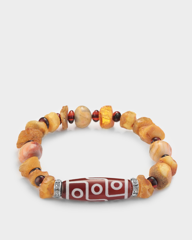 Браслет из натуральных янтаря и яшмы