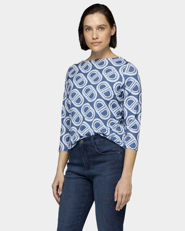 Лонгслив с графическим принтом и вискозой в составе