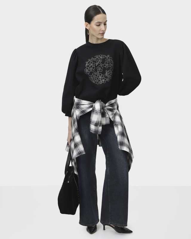 Свитшот из хлопка с декором стразами Mitica Luna 191078 купить за