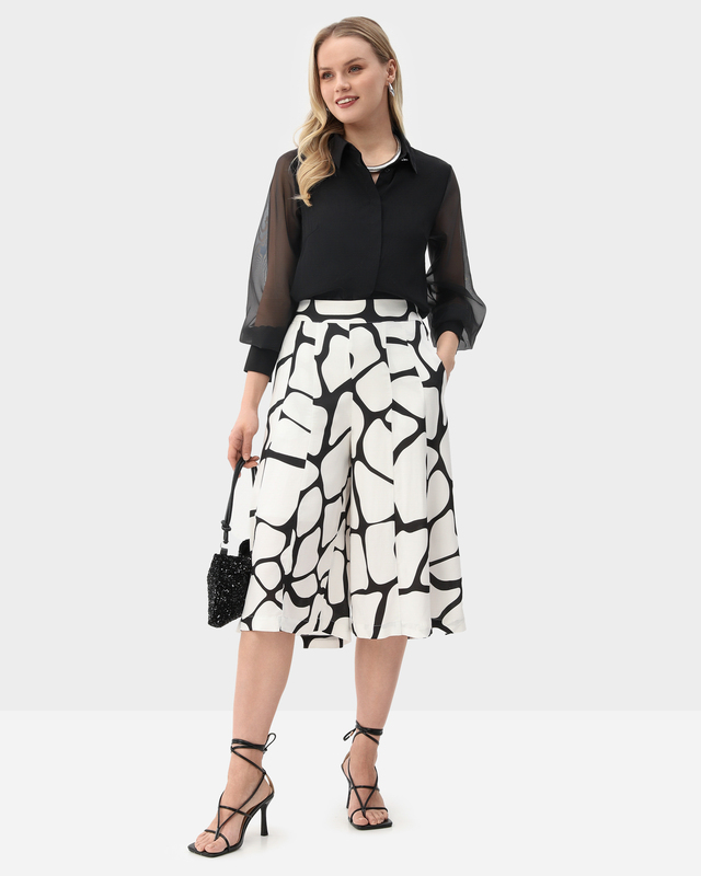 Кюлоты из 100% вискозы с контрастным принтом