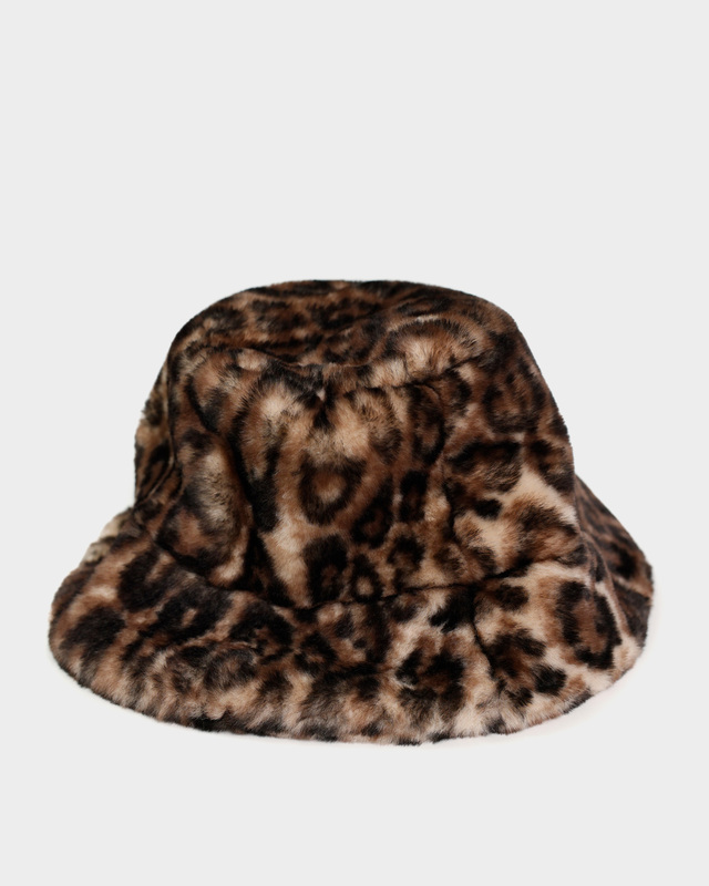 Панама из искусственного меха с леопардовым принтом