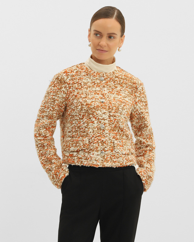 Жакет из меланжевой ткани букле с шерстью в составе