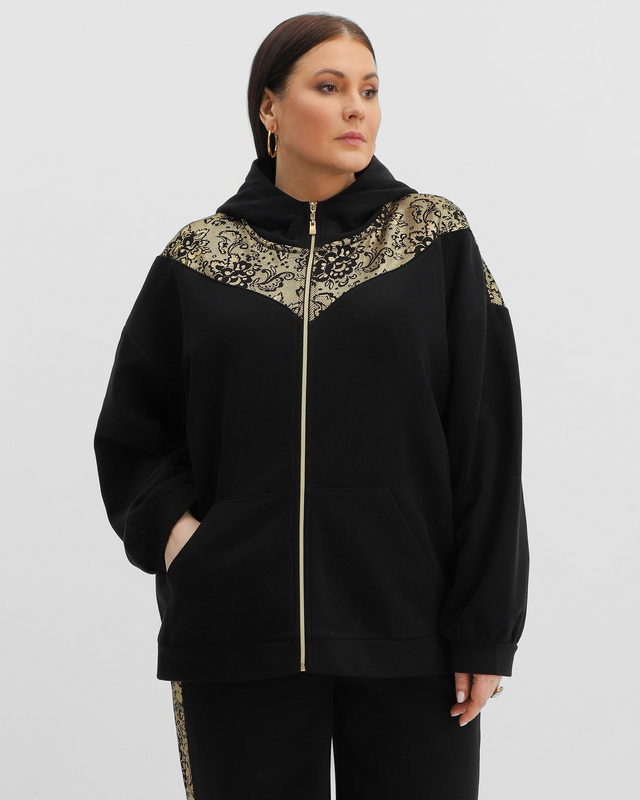 Толстовка свободного кроя с цветочным узором