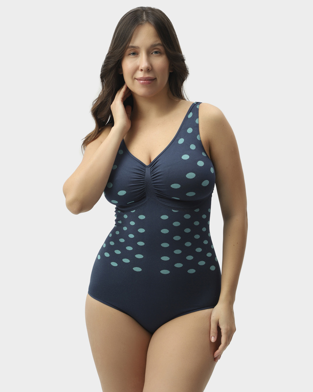 Корректирующий купальник в горошек с сильной степенью компрессии