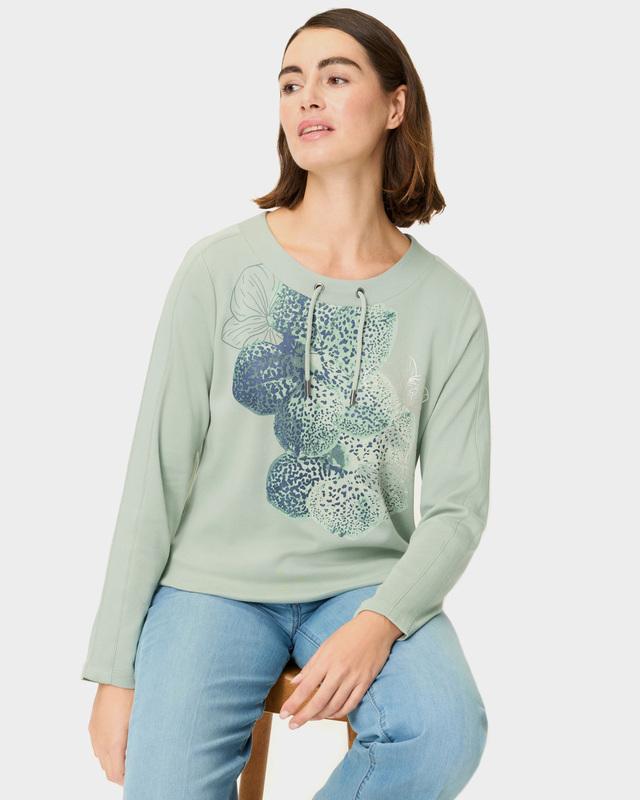 Хлопковый свитшот с крупным принтом в виде орхидей