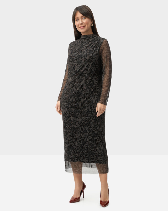 Платье из эластичной сетки с огуречным принтом