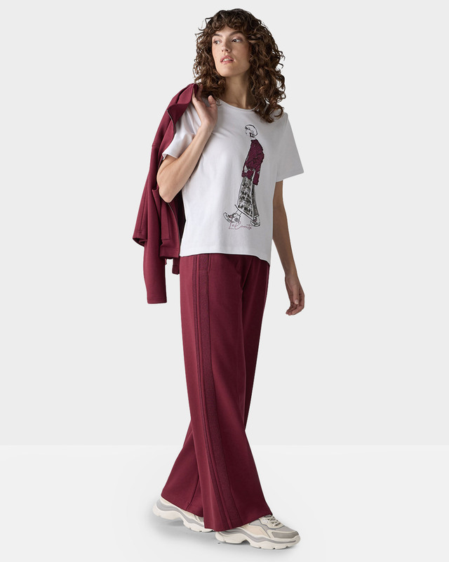 Брюки из скубы с лампасами и эластичным поясом