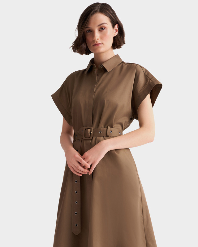 Хлопковое платье-рубашка А-силуэта