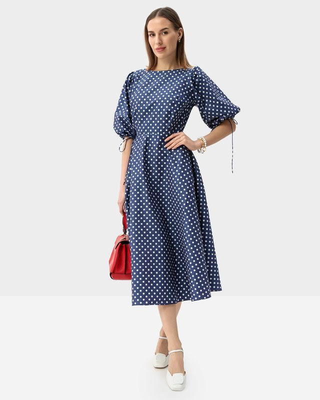 Платье с принтом в горох приталенного кроя