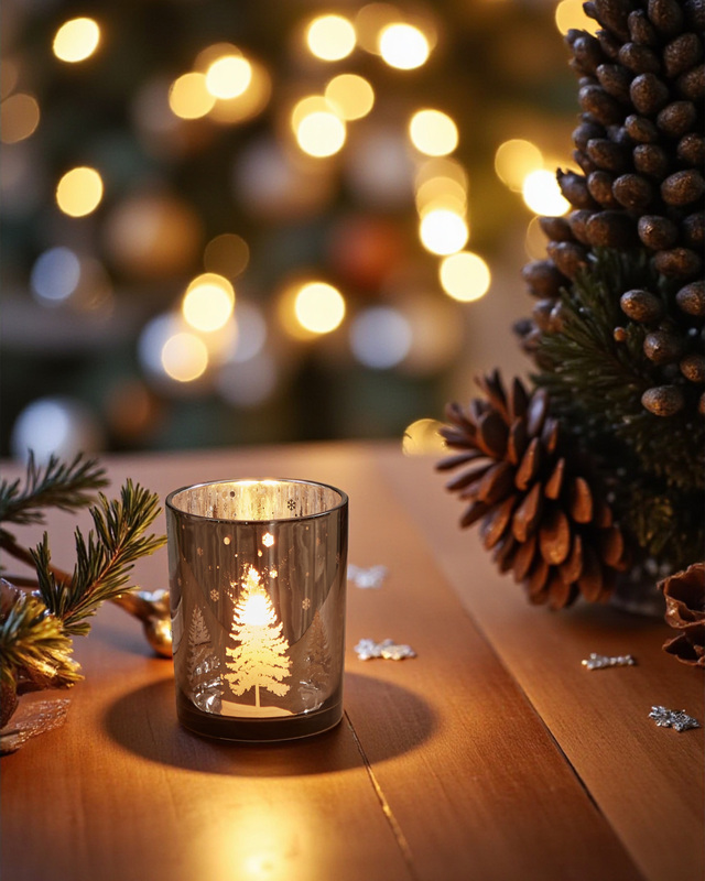 Рождественский подсвечник из стекла, 100х125х100 мм