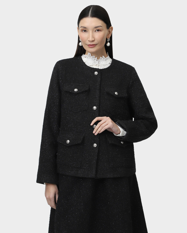 Твидовый однобортный жакет с вкраплениями люрекса