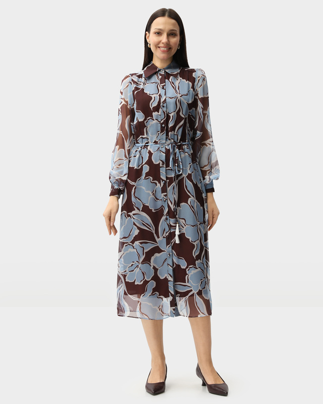 Платье-рубашка с цветочным принтом и резинкой в талии 8990₽