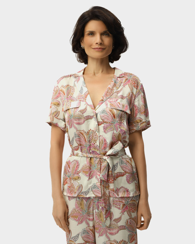 Рубашка в пижамном стиле из вискозы с цветочным принтом  &laquo;Роза пустыни &raquo;