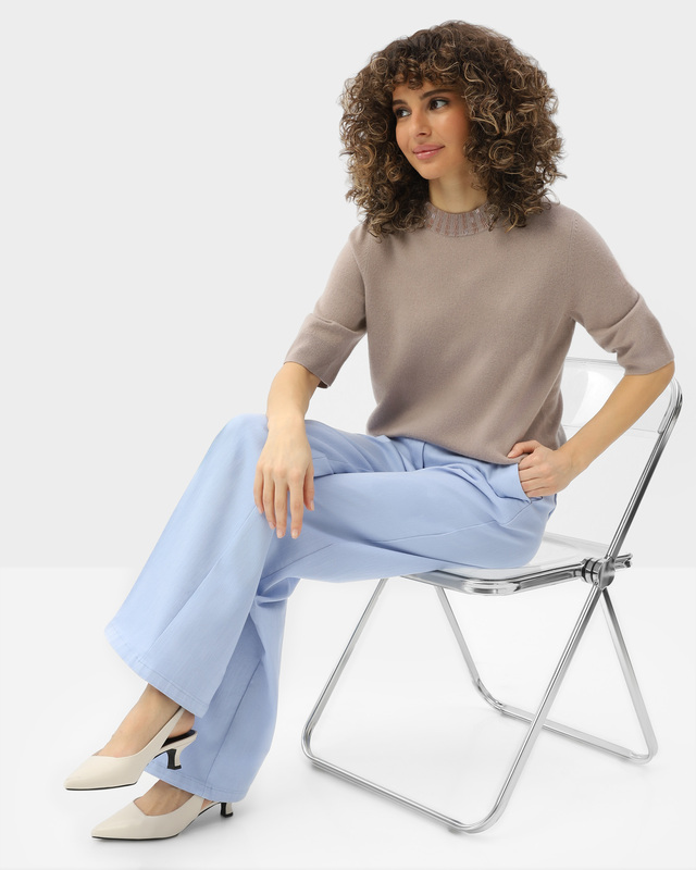 Джемпер с шерстью и кашемиром в составе с декором из бисера