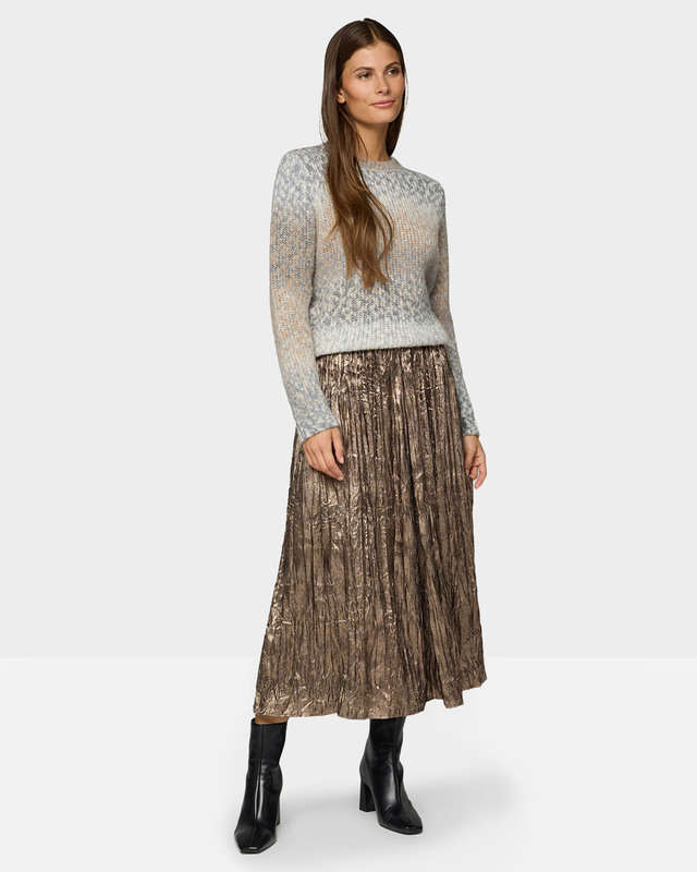Плиссированная юбка макси из жатой ткани с эффектом металлик
