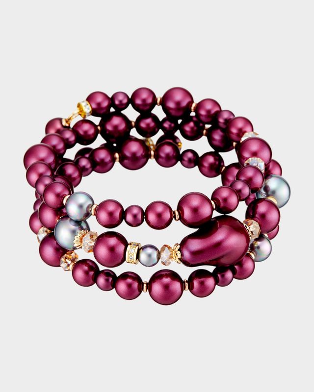 Позолоченный браслет из рубеллита и жемчуга Майорка