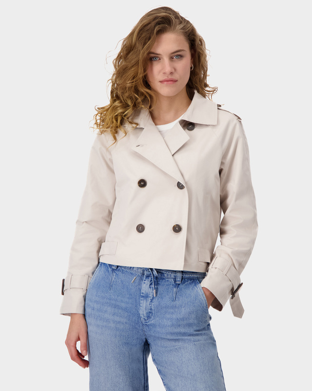 Укороченная двубортная куртка-тренч