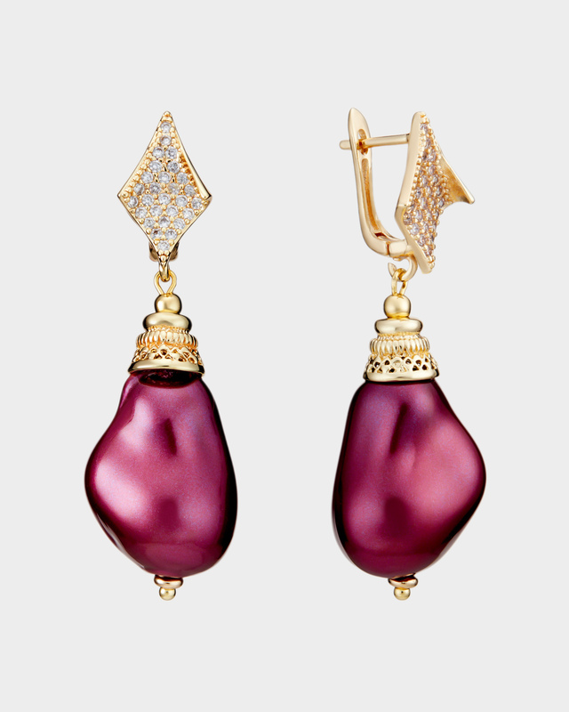 Позолоченные серьги с подвесками из барочного жемчуга Майорка