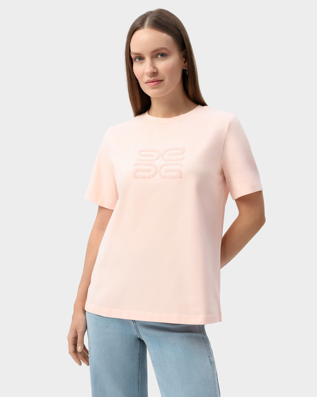 Футболка с деликатной мерцающей вышивкой