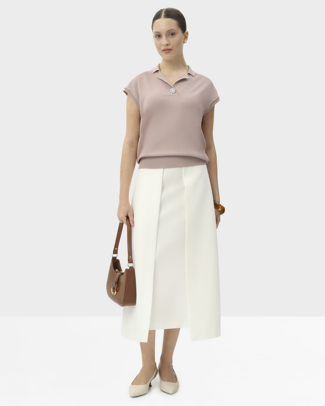 Юбка миди с широкими складками спереди