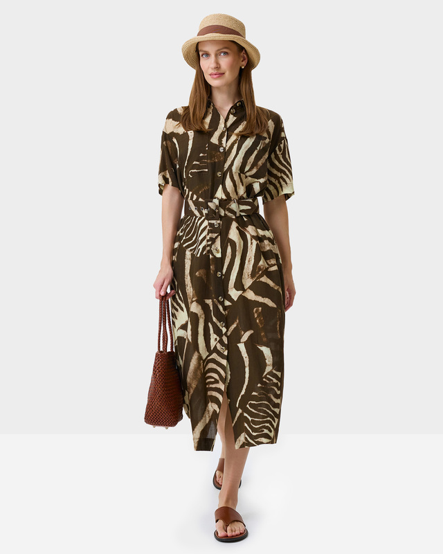 Платье-рубашка с принтом в стиле laquoСафари raquo с тенселом и льном в составе 16990₽