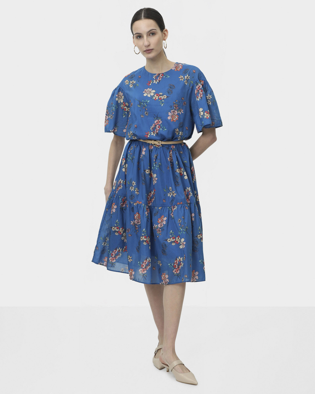 Платье из хлопка и шелка с цветочным принтом 8990₽