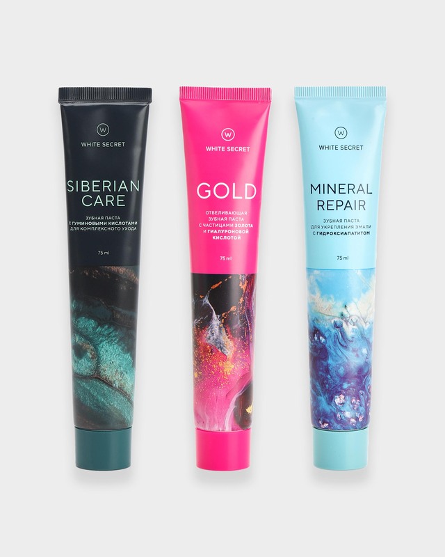 Комплекс зубных паст: Gold, Mineral, Siberian Care (Золото, Минерал, Сибирская забота)