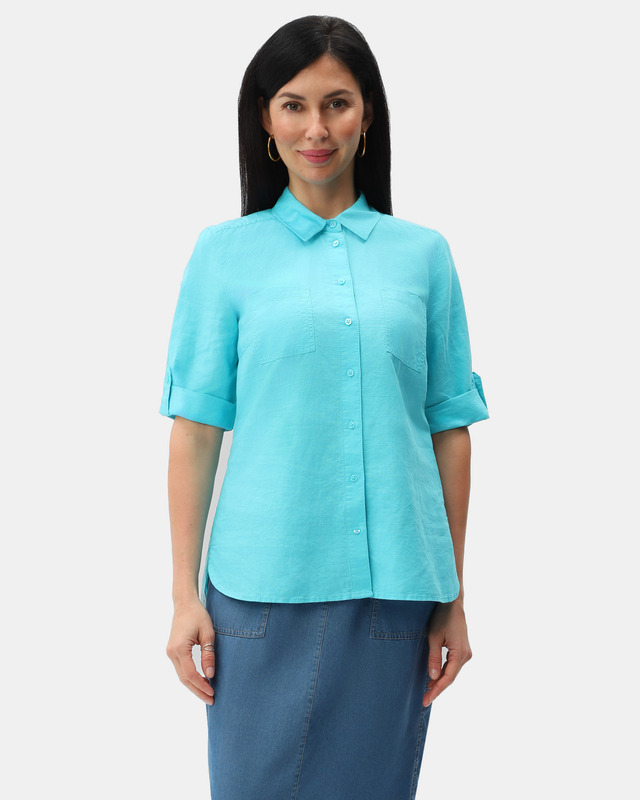 Рубашка с отложным воротником из хлопка и льна 14990₽