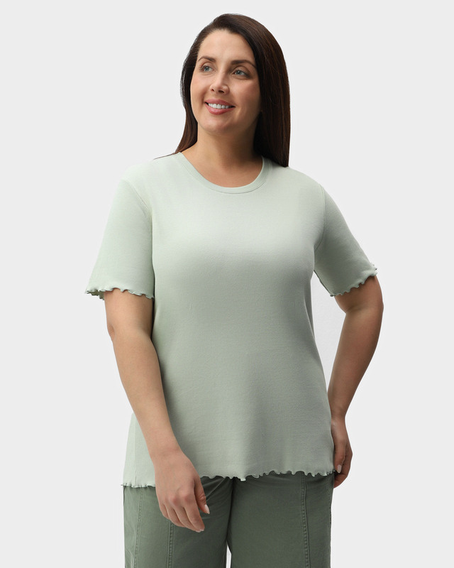 Футболка прямого кроя в рубчик