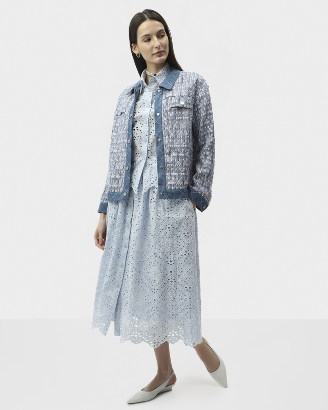 Пышная миди-юбка из хлопка с ажурной вышивкой ришелье 9990₽