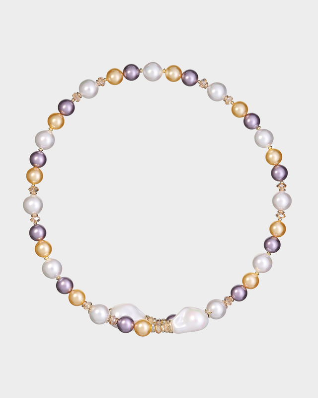 Колье с барочным жемчугом Майорка и натуральным перламутром на тросе