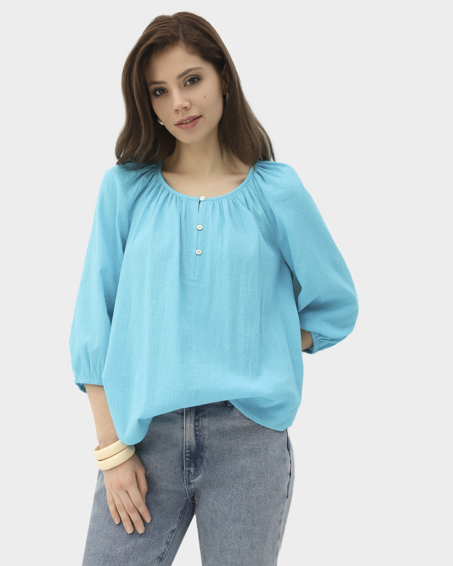 Блузка из хлопка с объемными рукавами