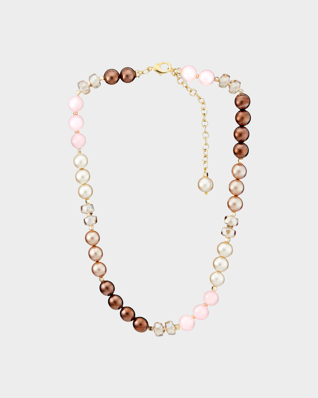 Колье из гематита, кварца, хрустального стекла и жемчуга Майорка