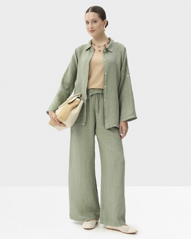 Брюки прямого кроя из 100% льна