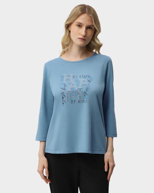 Лонгслив с вышивкой, стразами и принтом