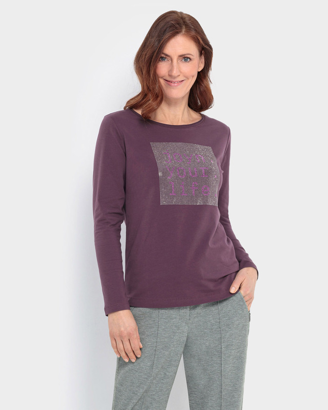 Лонгслив прямого кроя с декором стразами