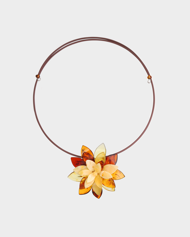 Колье-трансформер &laquo;Лотос&raquo; из натурального янтаря разных оттенков