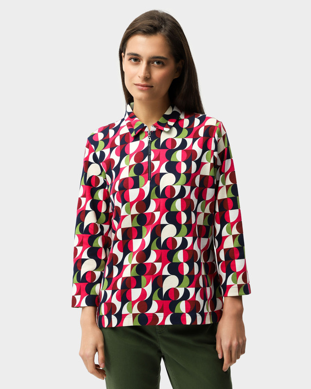 Хлопковая блузка с абстрактным принтом