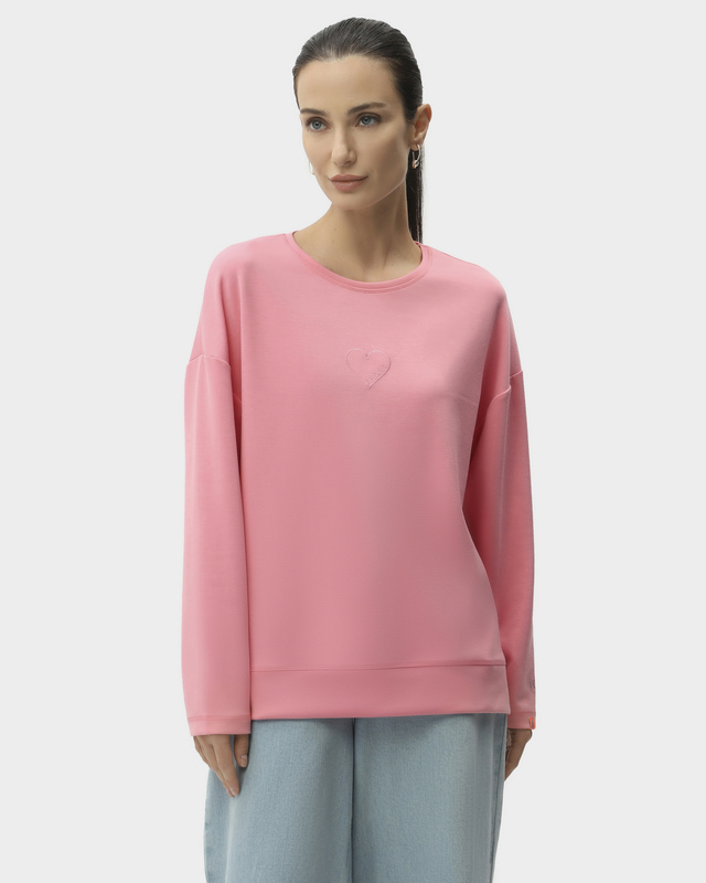 Свитшот с вышивкой в виде сердца и с фойловым принтом