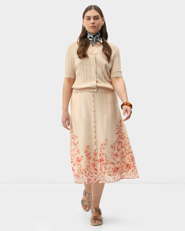 Юбка с цветочным принтом и декоративными пуговицами