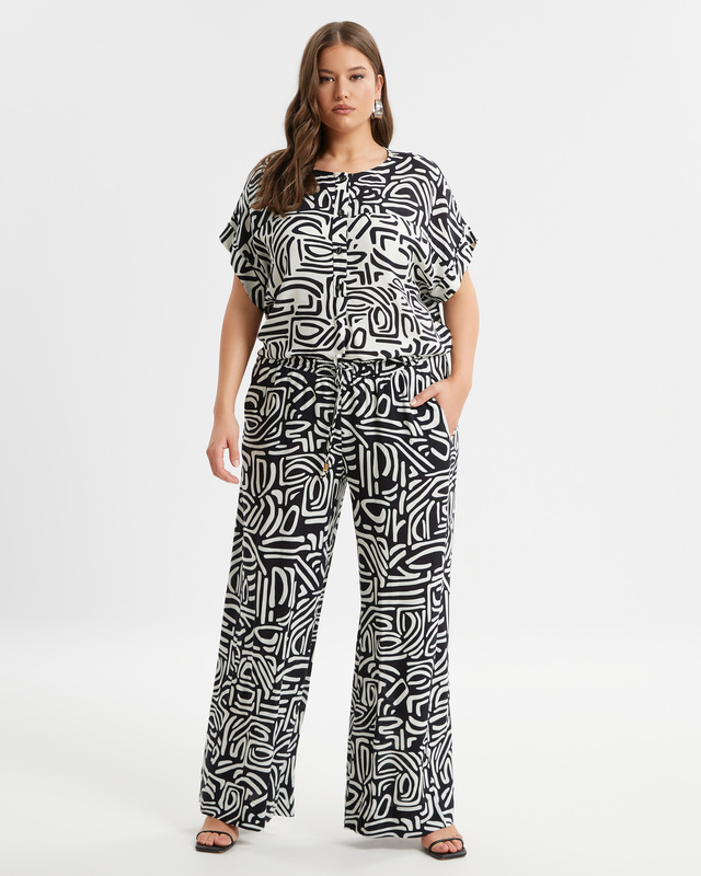 Широкие брюки из вискозы с геометрическим принтом