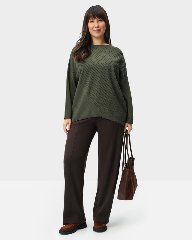 Трикотажные брюки с эластичным поясом и застроченными стрелками