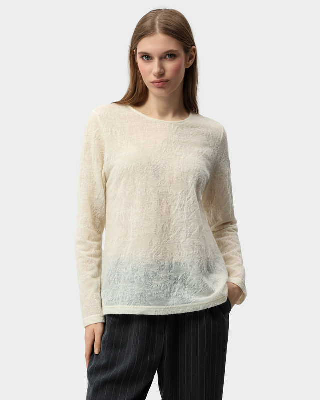 Полупрозрачный ажурный джемпер из смесовой шерсти